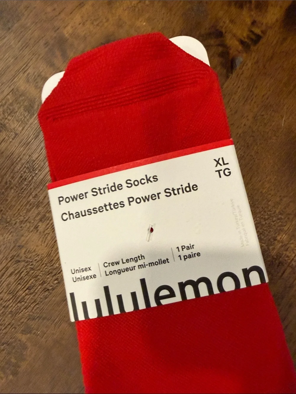 lululemon athletica Red Crew Athletic Socks with White Stripes - XL